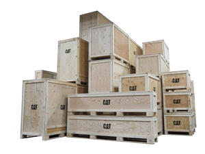 A large group of large crates stacked high on top of each other.